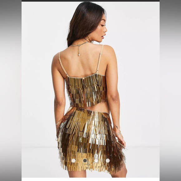 ASOS Design - Top and Skirt Set in Gold Shard Sequin - Picture 10 of 14